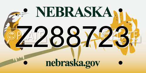Z288723 Nebraska License Plate