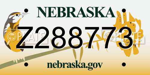 Z288773 Nebraska License Plate