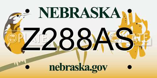 Z288AS Nebraska License Plate