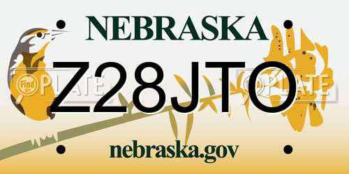 Z28JTO Nebraska License Plate