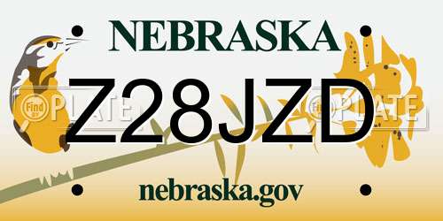 Z28JZD Nebraska License Plate