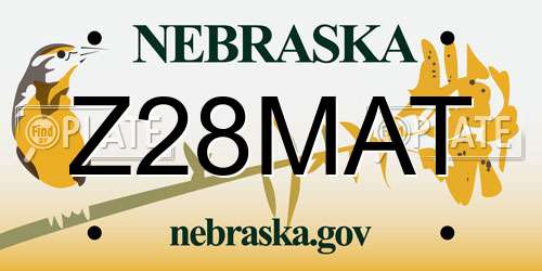 Z28MAT Nebraska License Plate