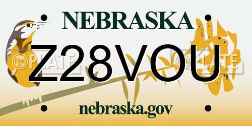 Z28VOU Nebraska License Plate