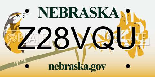 Z28VQU Nebraska License Plate
