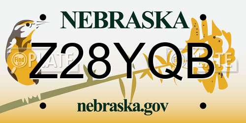 Z28YQB Nebraska License Plate