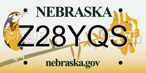 Z28YQS Nebraska License Plate