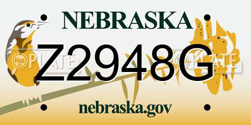 Z2948G Nebraska License Plate