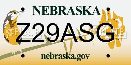 Z29ASG Nebraska License Plate