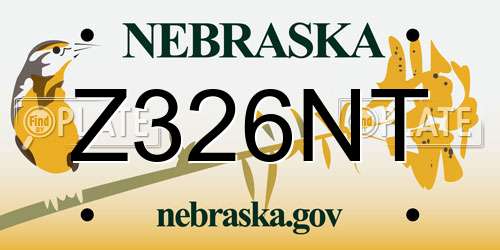 Z326NT Nebraska License Plate