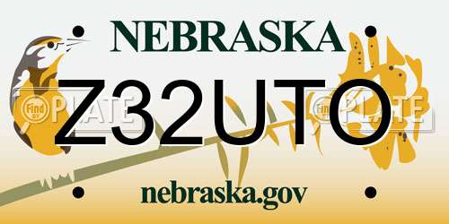 Z32UTO Nebraska License Plate