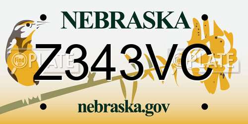 Z343VC Nebraska License Plate