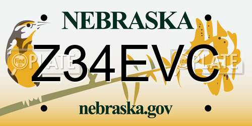 Z34EVC Nebraska License Plate