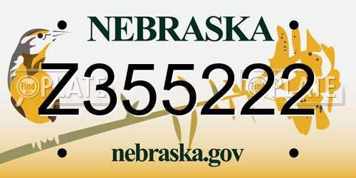 Z355222 Nebraska License Plate
