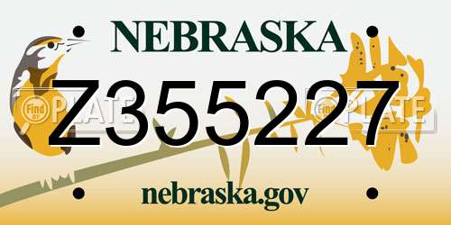 Z355227 Nebraska License Plate