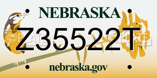Z35522T Nebraska License Plate