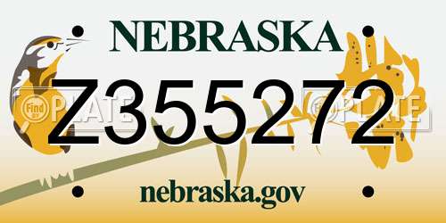 Z355272 Nebraska License Plate