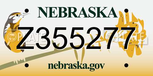 Z355277 Nebraska License Plate
