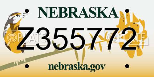 Z355772 Nebraska License Plate