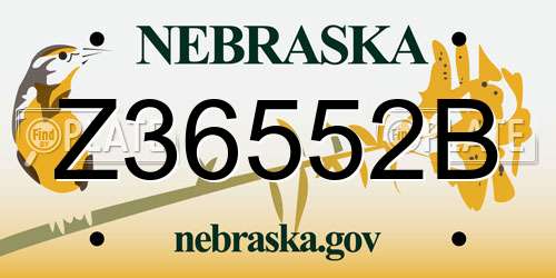 Z36552B Nebraska License Plate