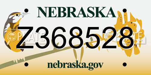 Z368528 Nebraska License Plate