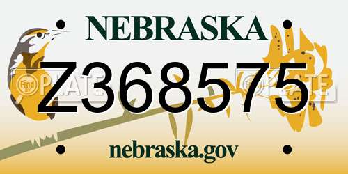 Z368575 Nebraska License Plate