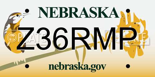 Z36RMP Nebraska License Plate