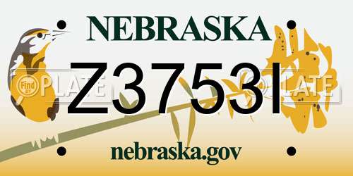 Z3753I Nebraska License Plate