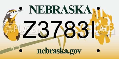 Z3783I Nebraska License Plate