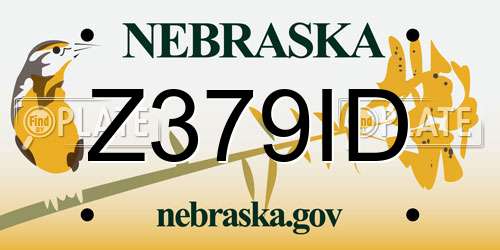 Z379ID Nebraska License Plate