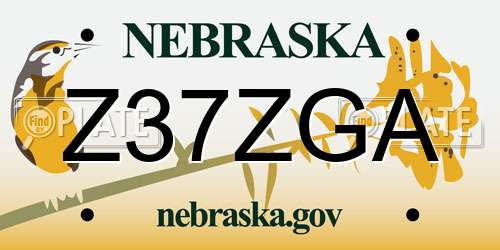 Z37ZGA Nebraska License Plate