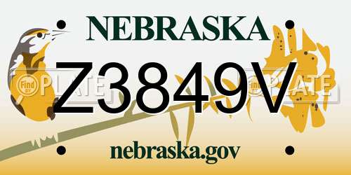Z3849V Nebraska License Plate
