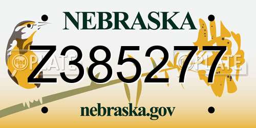 Z385277 Nebraska License Plate