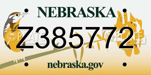 Z385772 Nebraska License Plate