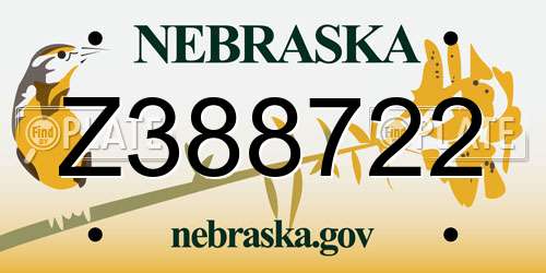 Z388722 Nebraska License Plate