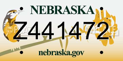 Z441472 Nebraska License Plate
