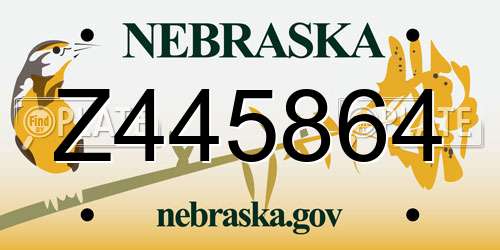 Z445864 Nebraska License Plate
