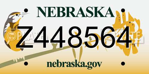 Z448564 Nebraska License Plate