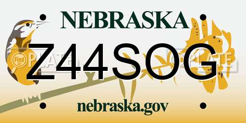 Z44SOG Nebraska License Plate