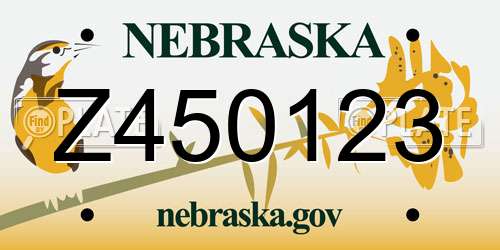 Z450123 Nebraska License Plate