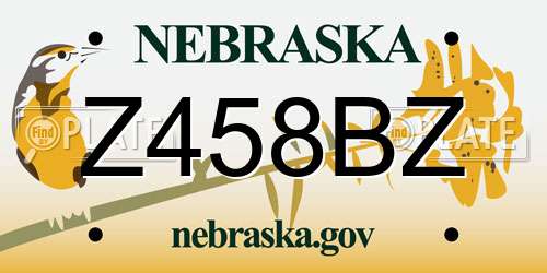 Z458BZ Nebraska License Plate