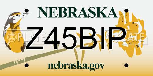 Z45BIP Nebraska License Plate