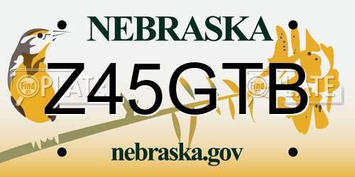 Z45GTB Nebraska License Plate
