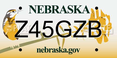 Z45GZB Nebraska License Plate