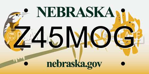 Z45MOG Nebraska License Plate