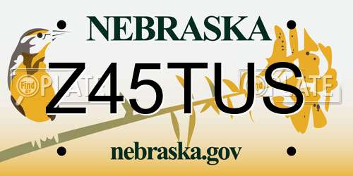 Z45TUS Nebraska License Plate