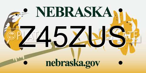 Z45ZUS Nebraska License Plate