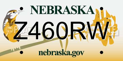 Z460RW Nebraska License Plate