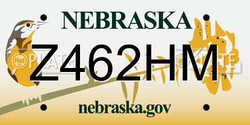 Z462HM Nebraska License Plate