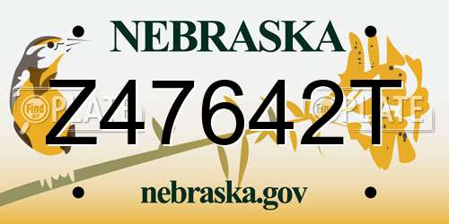Z47642T Nebraska License Plate