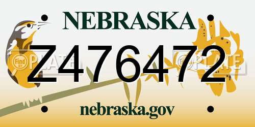Z476472 Nebraska License Plate